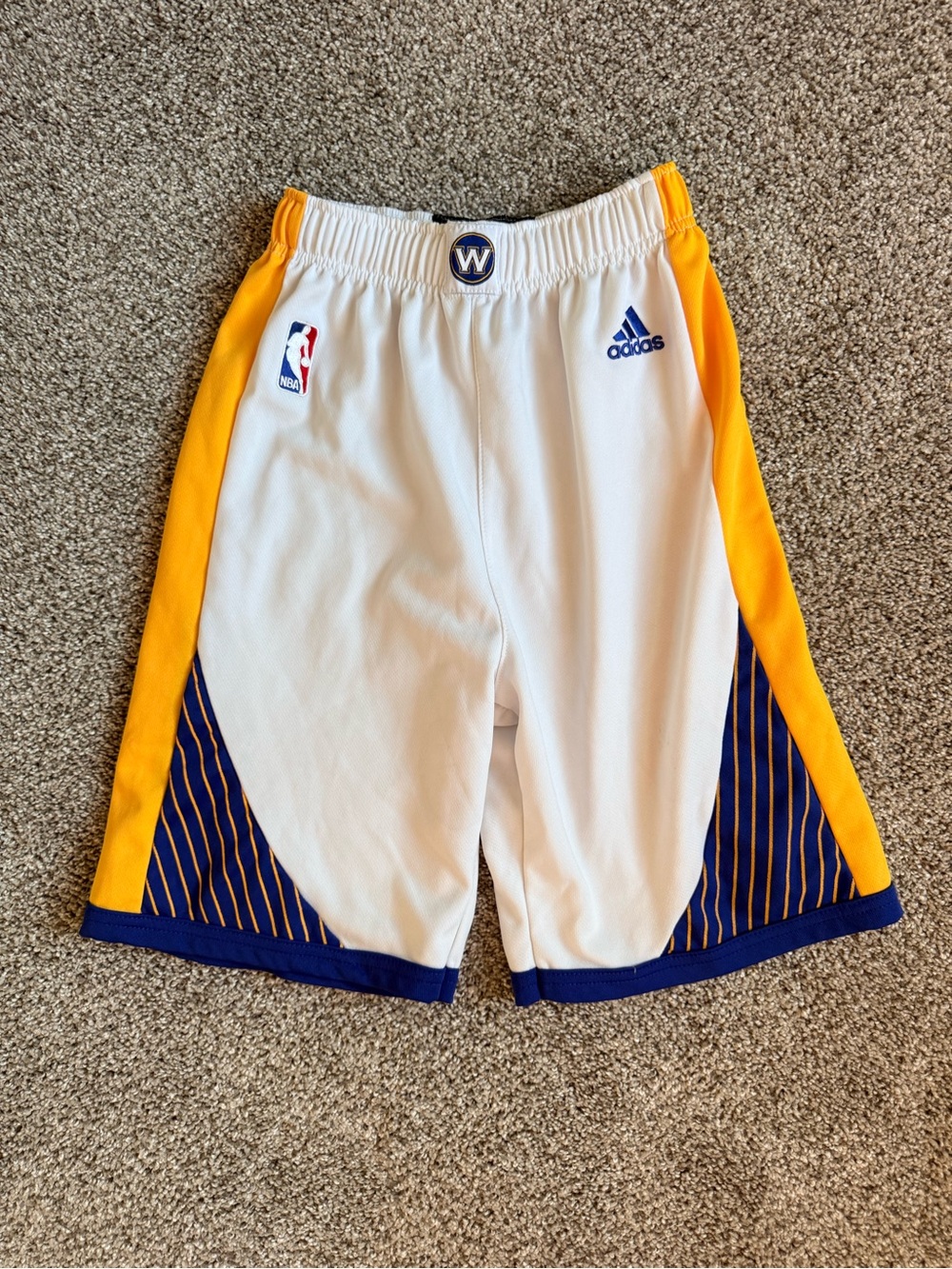 adidas Kids White, Yellow & Blue Basketball Shorts